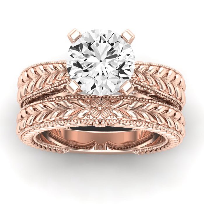 Azalea Moissanite Matching Band Only (does Not Include Engagement Ring) For Ring With Round Center rosegold