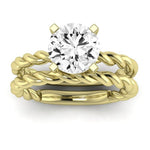 Balsam Moissanite Matching Band Only (does Not Include Engagement Ring) For Ring With Round Center yellowgold