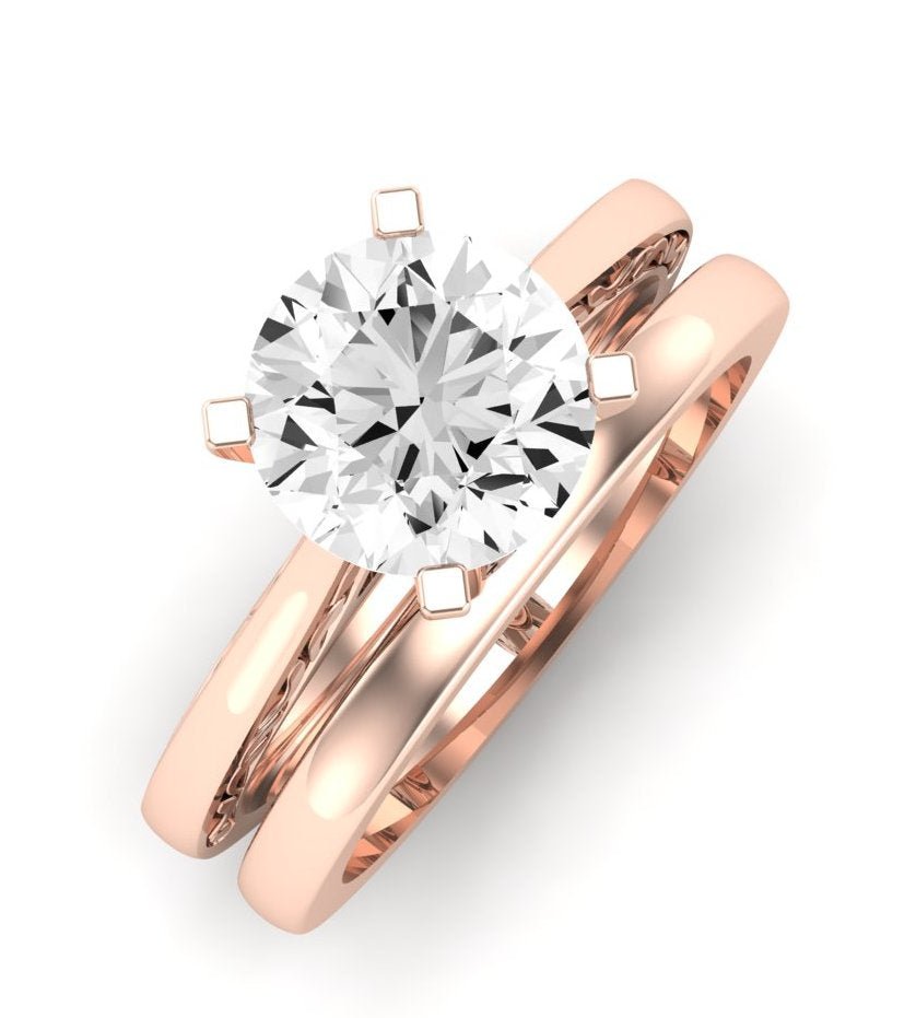 Astilbe Moissanite Matching Band Only (does Not Include Engagement Ring) For Ring With Round Center rosegold