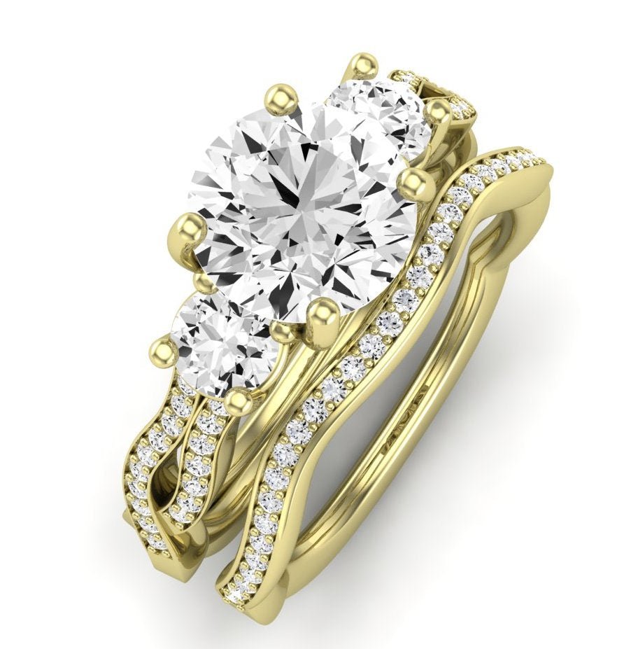 Bottlebrush Moissanite Matching Band Only (does Not Include Engagement Ring) For Ring With Round Center yellowgold