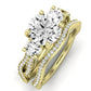 Bottlebrush Moissanite Matching Band Only (does Not Include Engagement Ring) For Ring With Round Center yellowgold