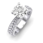 Azalea Moissanite Matching Band Only (does Not Include Engagement Ring) For Ring With Round Center whitegold