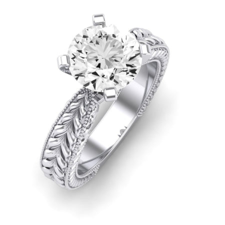 Azalea Moissanite Matching Band Only (does Not Include Engagement Ring) For Ring With Round Center whitegold