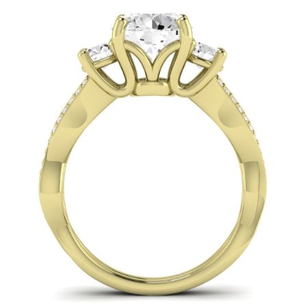 Bottlebrush Moissanite Matching Band Only (does Not Include Engagement Ring) For Ring With Round Center yellowgold