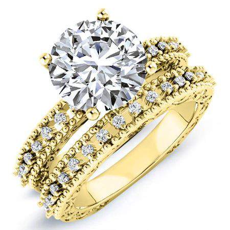 Carmel Moissanite Matching Band Only (engagement Ring Not Included) For Ring With Round Center yellowgold