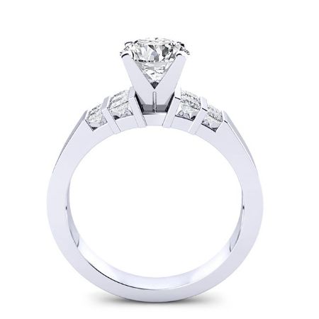 Carnation Moissanite Matching Band Only (engagement Ring Not Included) For Ring With Round Center whitegold