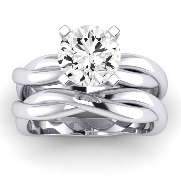 Baneberry Moissanite Matching Band Only (does Not Include Engagement Ring)  For Ring With Round Center whitegold