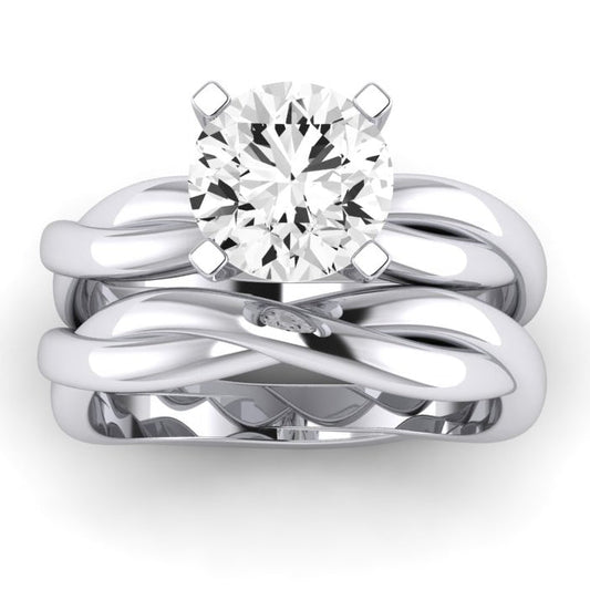 Baneberry Moissanite Matching Band Only (does Not Include Engagement Ring)  For Ring With Round Center whitegold