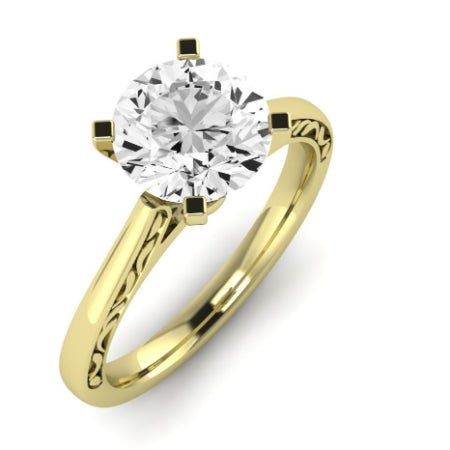 Astilbe Moissanite Matching Band Only (does Not Include Engagement Ring) For Ring With Round Center yellowgold
