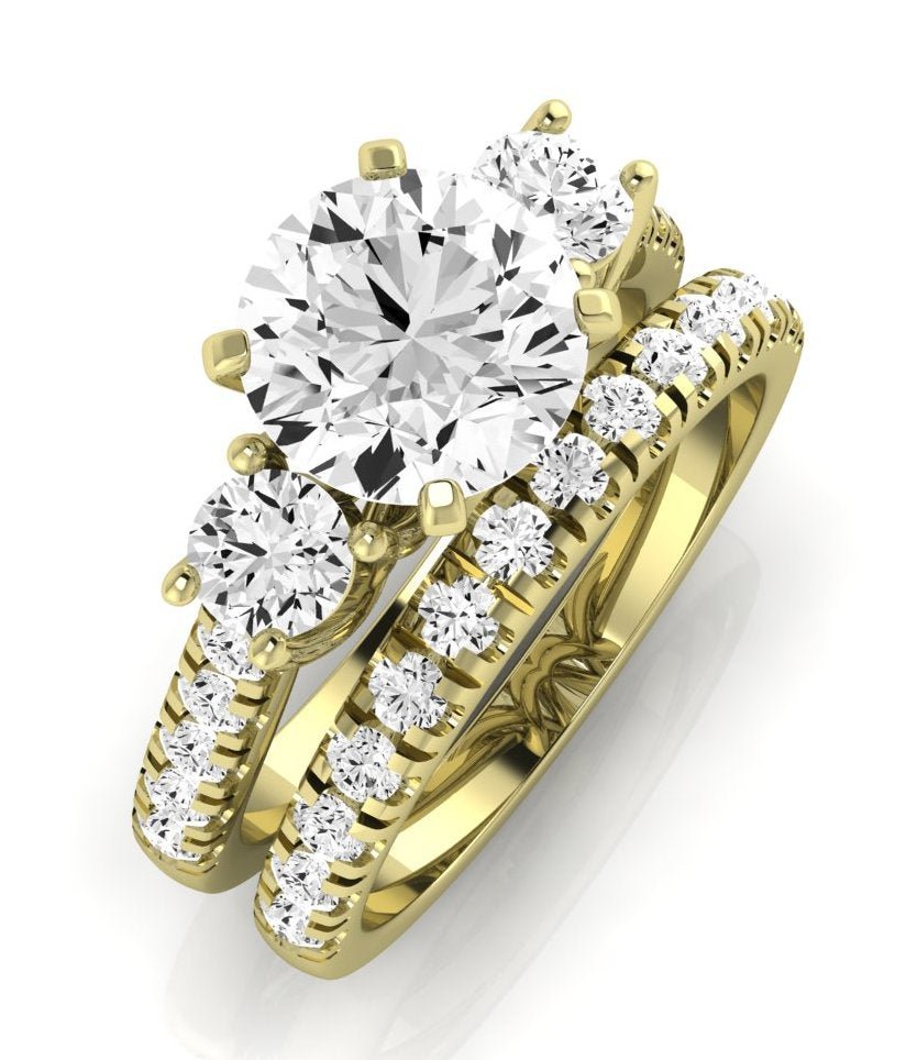 Primrose Moissanite Matching Band Only ( Engagement Ring Not Included) For Ring With Round Center yellowgold