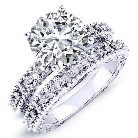 Carmel Moissanite Matching Band Only (engagement Ring Not Included) For Ring With Round Center whitegold