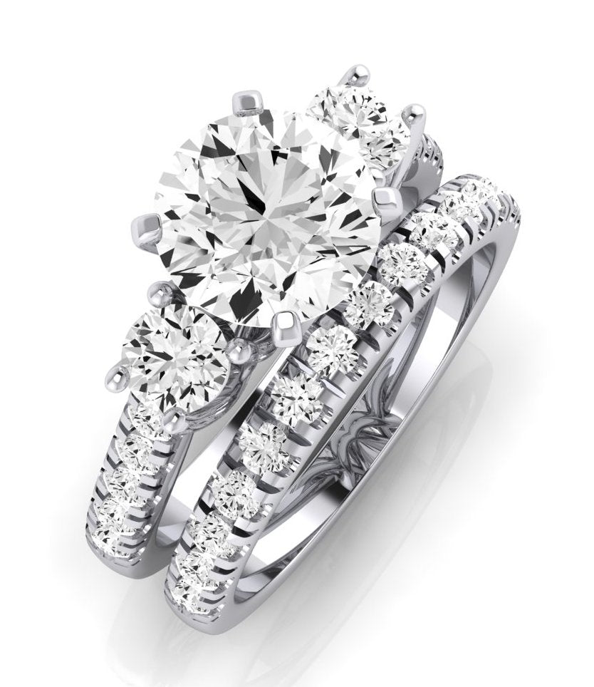 Primrose Moissanite Matching Band Only ( Engagement Ring Not Included) For Ring With Round Center whitegold