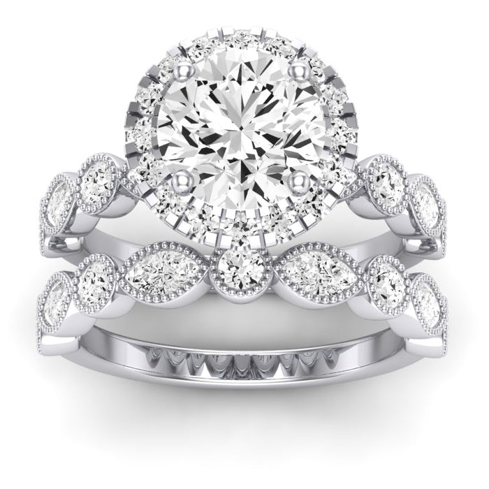 Aubretia Moissanite Matching Band Only (does Not Include Engagement Ring) For Ring With Round Center whitegold