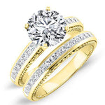 Peony Moissanite Matching Band Only (engagement Ring Not Included) For Ring With Round Center yellowgold