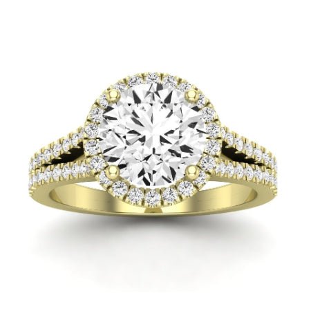 Silene Moissanite Matching Band Only ( Engagement Ring Not Included) For Ring With Round Center yellowgold