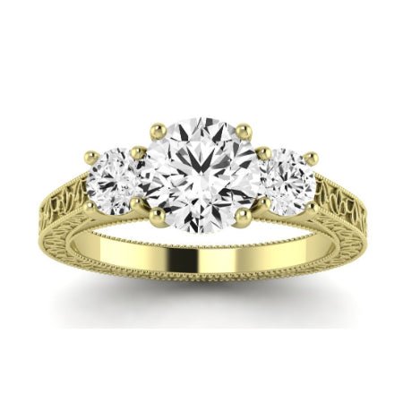 Belladonna Moissanite Matching Band Only (does Not Include Engagement Ring) For Ring With Round Center yellowgold