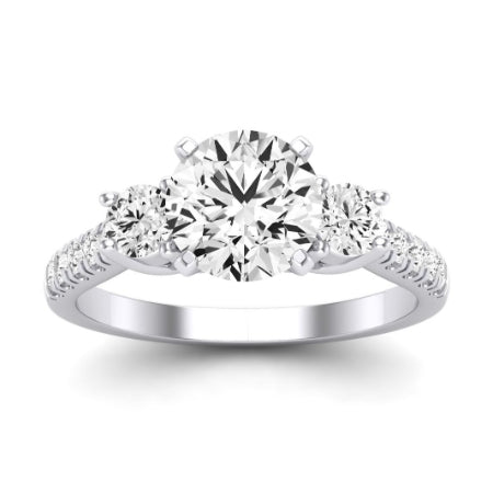 Primrose Moissanite Matching Band Only ( Engagement Ring Not Included) For Ring With Round Center whitegold