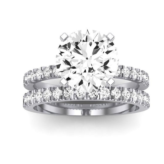 Dahlia Moissanite Matching Band Only (engagement Ring Not Included) For Ring With Round Center whitegold