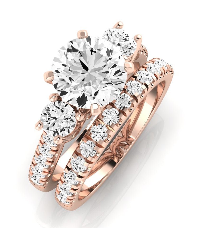 Primrose Moissanite Matching Band Only ( Engagement Ring Not Included) For Ring With Round Center rosegold