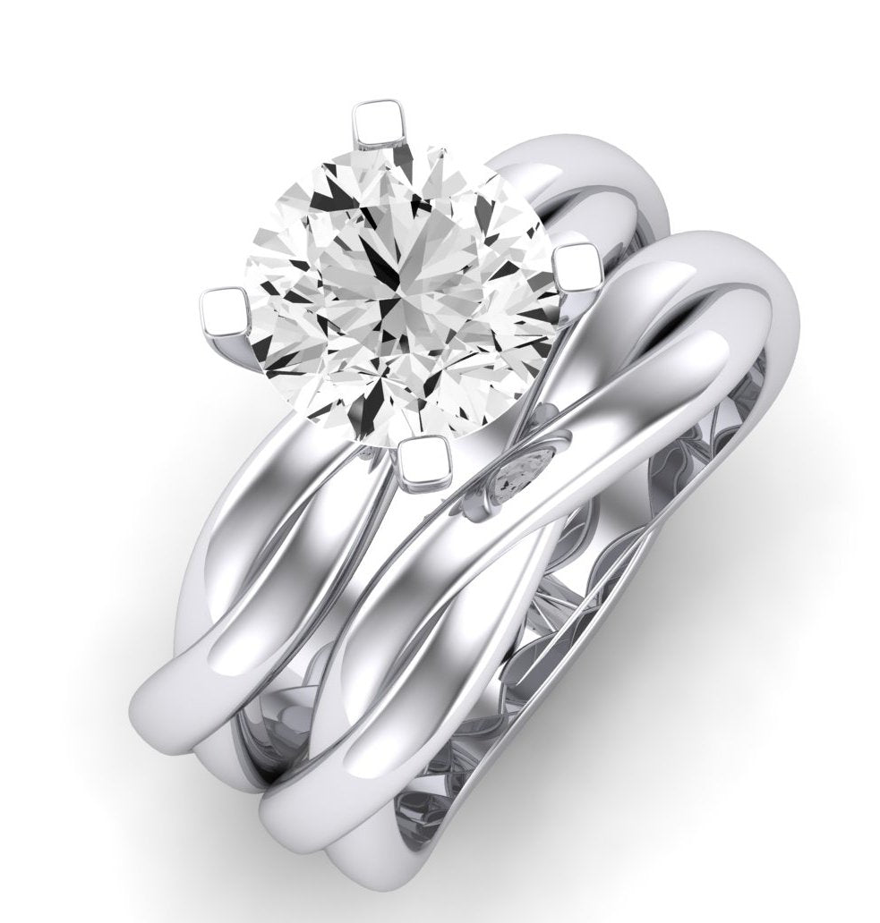 Baneberry Moissanite Matching Band Only (does Not Include Engagement Ring)  For Ring With Round Center whitegold