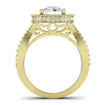Clover Moissanite Matching Band Only ( Engagement Ring Not Included)  For Ring With Round Center yellowgold