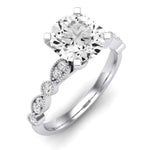 Marigold Moissanite Matching Band Only (does Not Include Engagement Ring) For Ring With Round Center whitegold