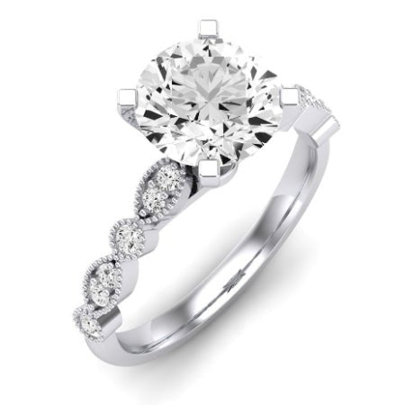 Marigold Moissanite Matching Band Only (does Not Include Engagement Ring) For Ring With Round Center whitegold