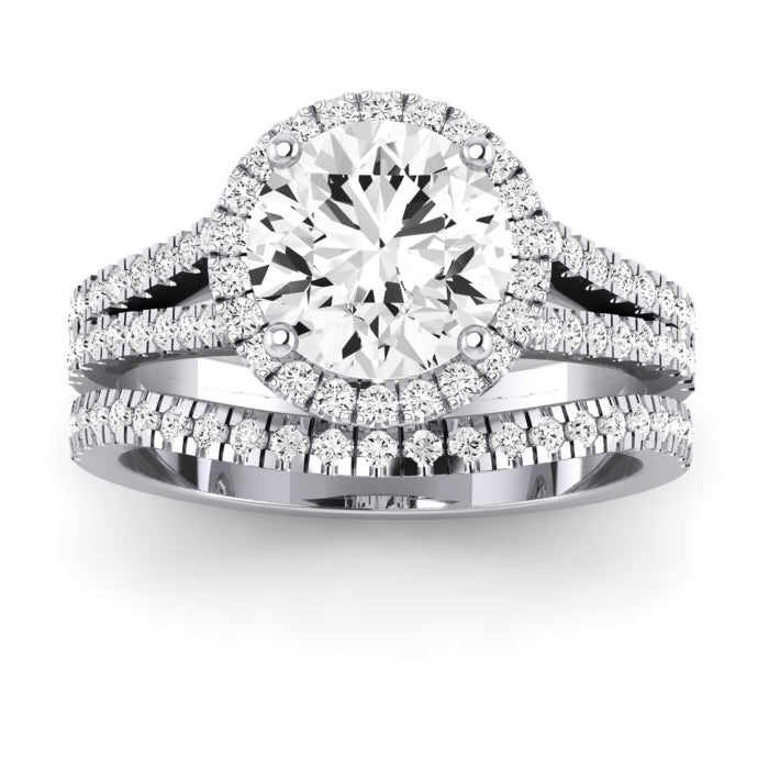 Silene Moissanite Matching Band Only ( Engagement Ring Not Included) For Ring With Round Center whitegold