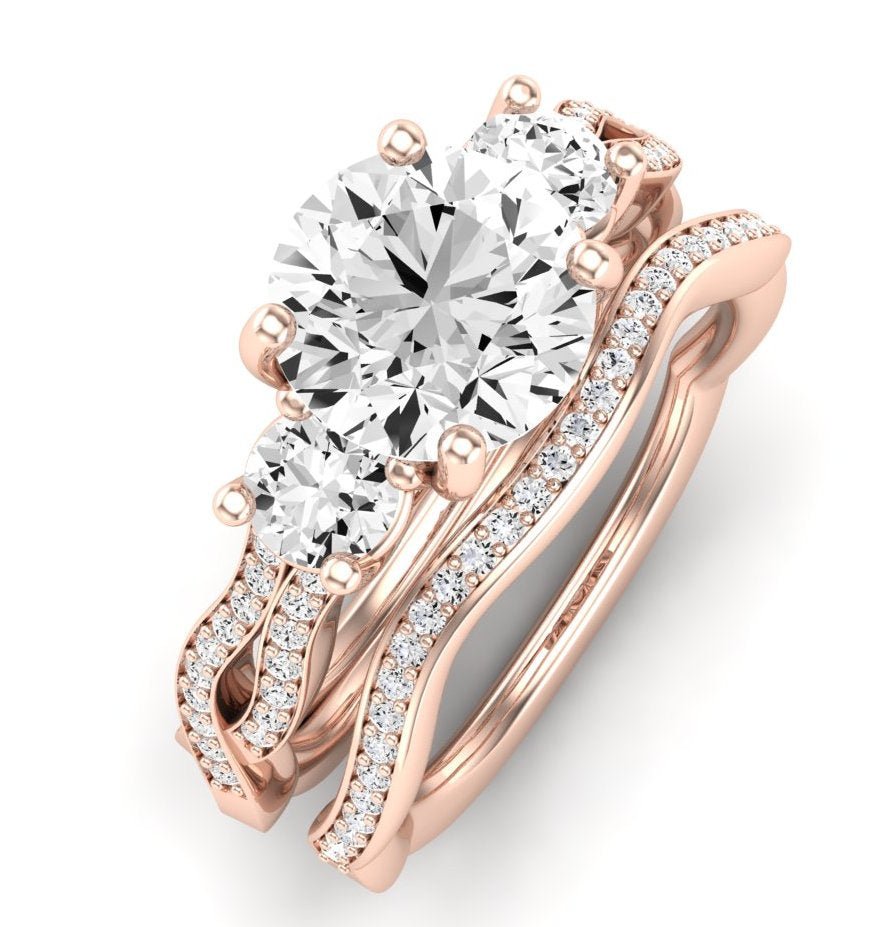 Bottlebrush Moissanite Matching Band Only (does Not Include Engagement Ring) For Ring With Round Center rosegold