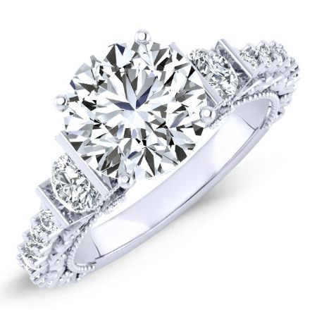 Belle Moissanite Matching Band Only (engagement Ring Not Included) For Ring With Round Center whitegold