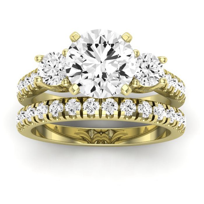 Primrose Moissanite Matching Band Only ( Engagement Ring Not Included) For Ring With Round Center yellowgold