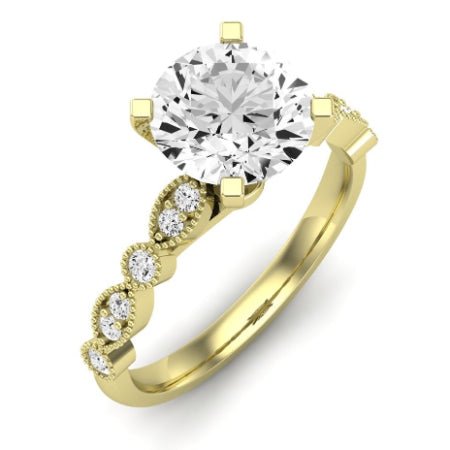 Marigold Moissanite Matching Band Only (does Not Include Engagement Ring) For Ring With Round Center yellowgold