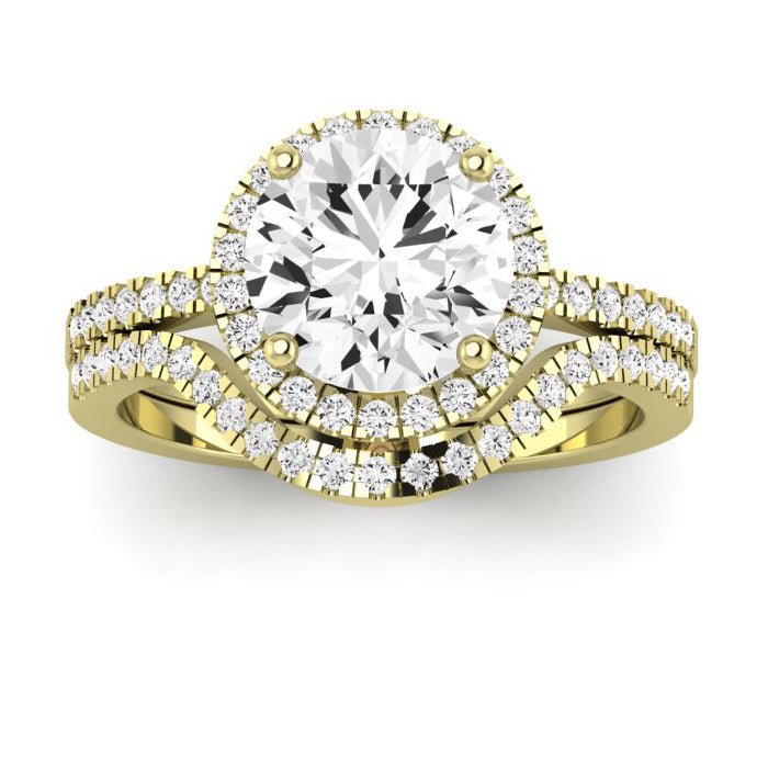 Bergenia Moissanite Matching Band Only (does Not Include Engagement Ring ) For Ring With Round Center yellowgold