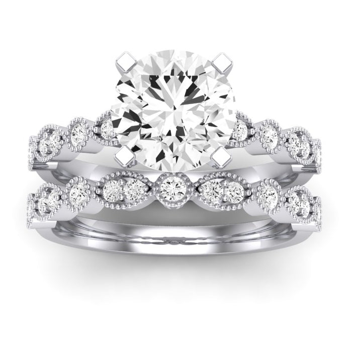 Marigold Moissanite Matching Band Only (does Not Include Engagement Ring) For Ring With Round Center whitegold