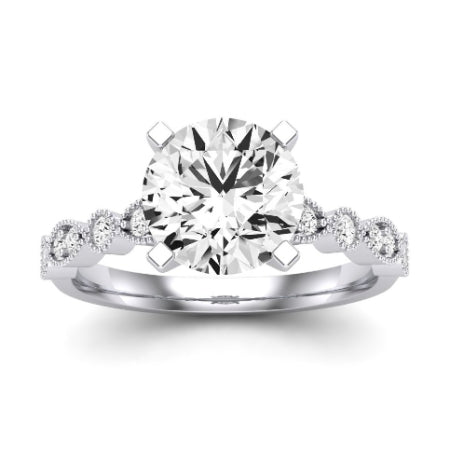 Marigold Moissanite Matching Band Only (does Not Include Engagement Ring) For Ring With Round Center whitegold