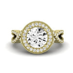 Clover Moissanite Matching Band Only ( Engagement Ring Not Included)  For Ring With Round Center yellowgold