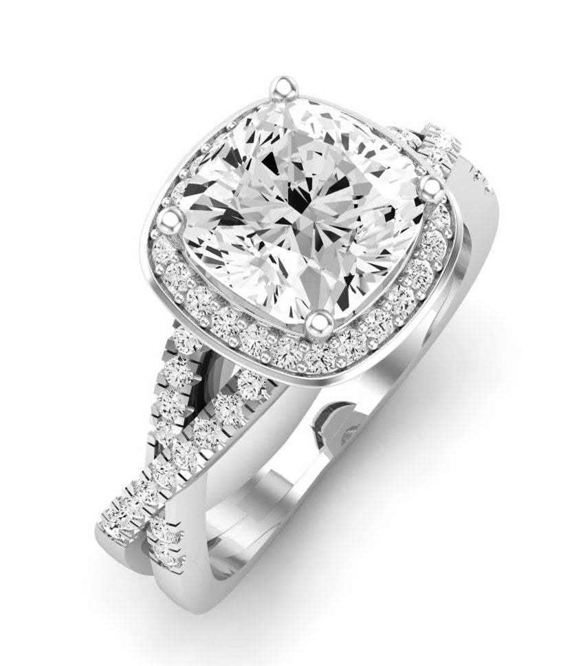 Moonflower Cushion Diamond Engagement Ring (Lab Grown Igi Cert) whitegold