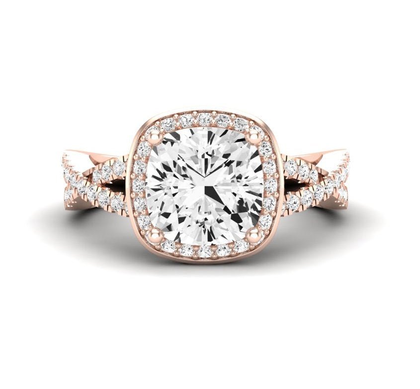 Moonflower Cushion Diamond Engagement Ring (Lab Grown Igi Cert) rosegold