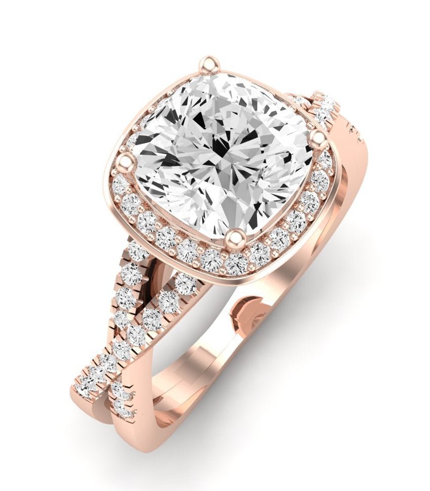 Moonflower Cushion Diamond Engagement Ring (Lab Grown Igi Cert) rosegold