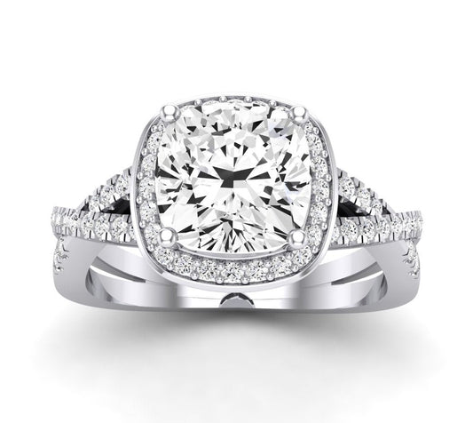 Moonflower Cushion Diamond Engagement Ring (Lab Grown Igi Cert) whitegold