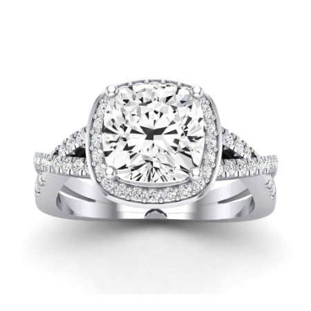 Moonflower Cushion Moissanite Bridal Set whitegold