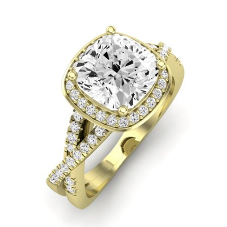 Moonflower Cushion Moissanite Bridal Set yellowgold