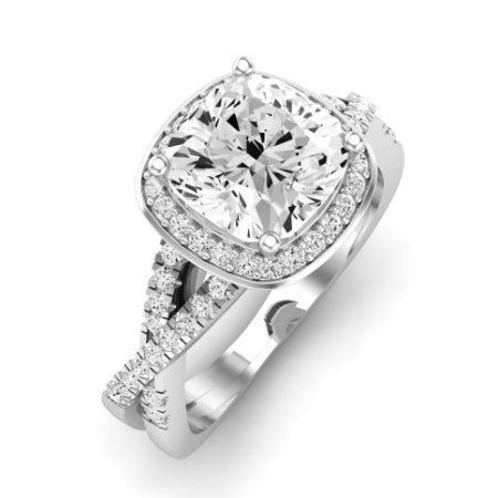 Moonflower Cushion Moissanite Bridal Set whitegold