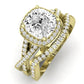 Moonflower Cushion Moissanite Bridal Set yellowgold