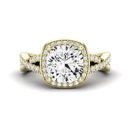 Moonflower Cushion Moissanite Bridal Set yellowgold