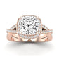 Moonflower Cushion Moissanite Bridal Set rosegold