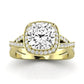 Moonflower Cushion Moissanite Bridal Set yellowgold