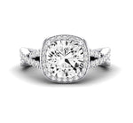 Moonflower Cushion Moissanite Engagement Ring whitegold