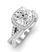 Moonflower Cushion Moissanite Engagement Ring whitegold