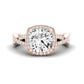 Moonflower Diamond Matching Band Only ( Engagement Ring Not Included) For Ring With Cushion Center rosegold